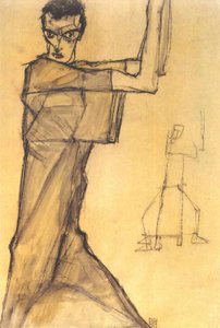Zelfportret met Opgeheven Armen door Egon Schiele